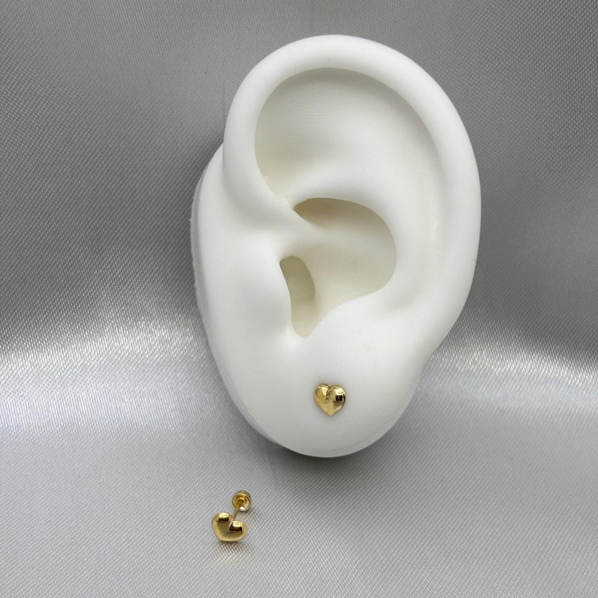 #B10164 - Broquel Corazón Inflado Oro 10K - L235/ - L340/