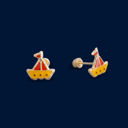 #B10180 - Broquel De Barco De Oro 10K - L140/