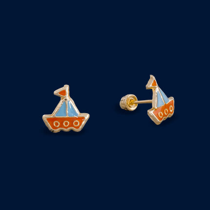 #B10180 - Broquel De Barco De Oro 10K - L140/