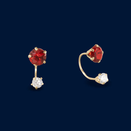 #B10221 - Broquel Con Piedra Zirconia Circular Curvo/Teléfono Oro 10K - L250/