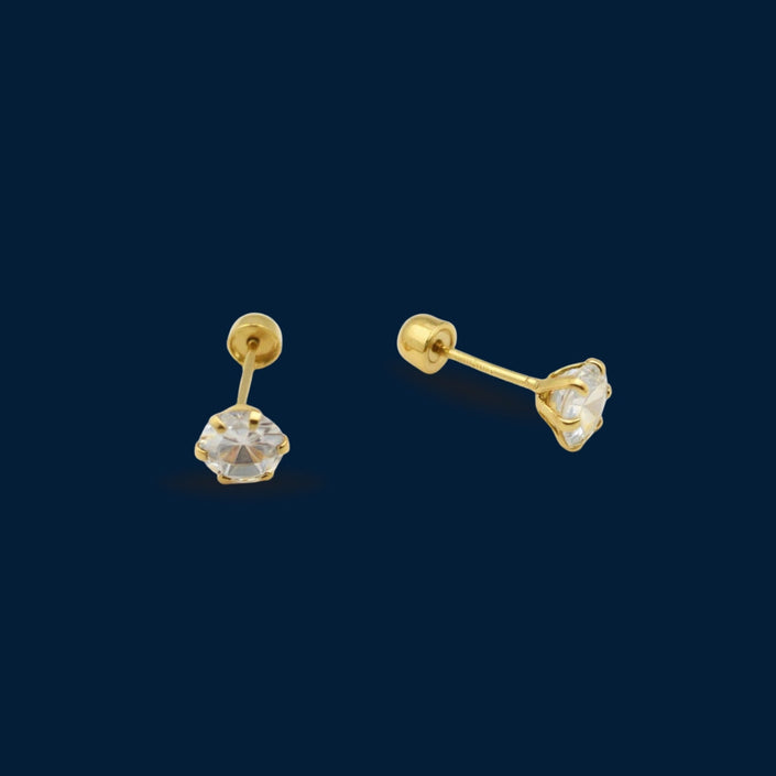 #B10248 - Broquel Piedra Zirconia Circular Oro 10K - L160/