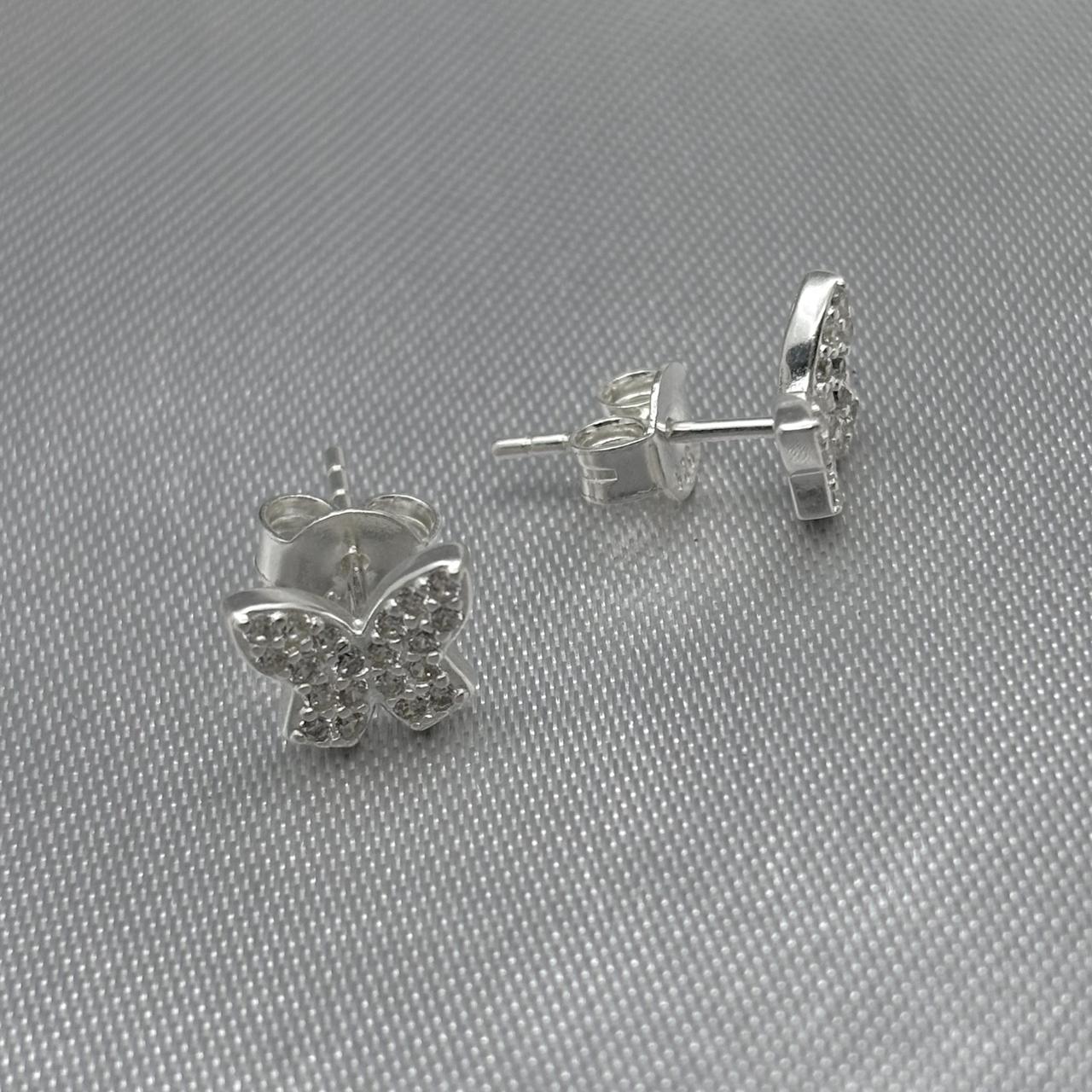 #BR103 - Broquel Mariposa Con Piedra Zirconia Plata - B17/1.1