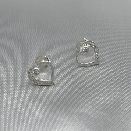 #BR160 - Broquel Corazón Piedra Zirconia Plata - B17/1.0