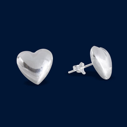 #BR164- Broquel Corazón Inflado De Plata - A13/3.5