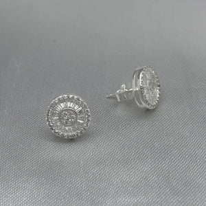 #BR168 - Broquel Circular Piedra Zirconia Plata - LL2.7