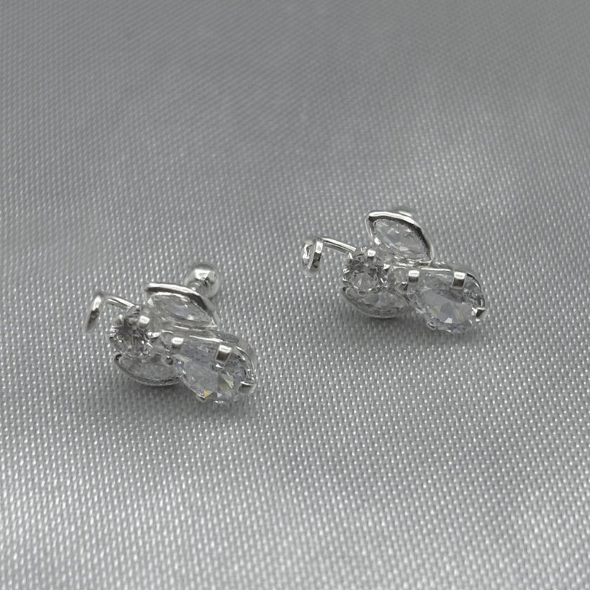 #BR193 - Broquel COnciencia/Angel/Diablito Piedra Zirconia Plata - E48/