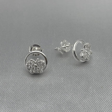 #BR213 - Broquel Circular Con Mariposa Piedra Zirconia Plata - B17/2.0