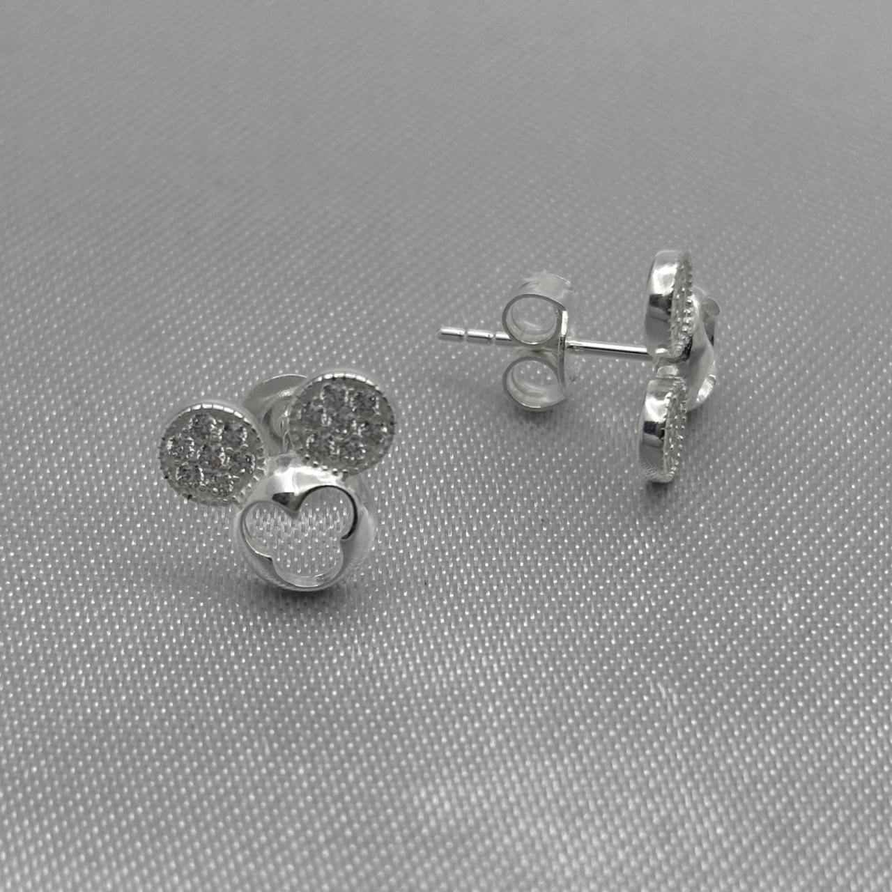 #BR216 - Broquel Mickey Mouse Piedra Zirconia Plata - B17/1.5