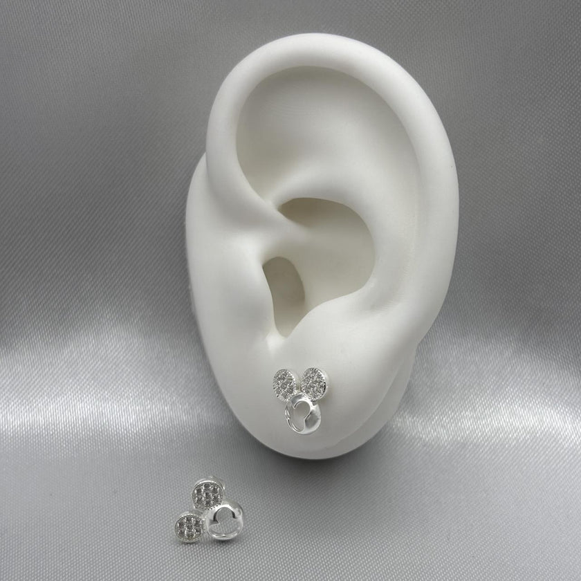 #BR216 - Broquel Mickey Mouse Piedra Zirconia Plata - B17/1.5