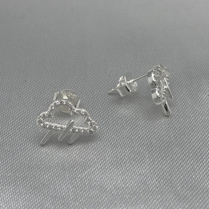 #BR217 - Broquel Nube Lluvia Piedra Zirconia Plata - A18/1.8