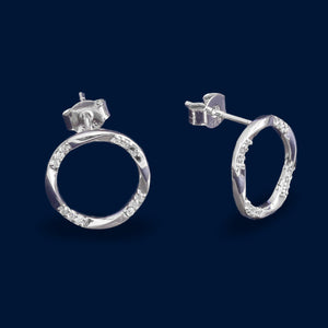 #BR219 - Broquel Circular Con Piedra Zirconia De Plata - IP1.7