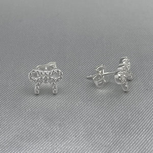 #BR237 - Broquel Moño/Moñito Piedra Zirconia Plata - LL1.7