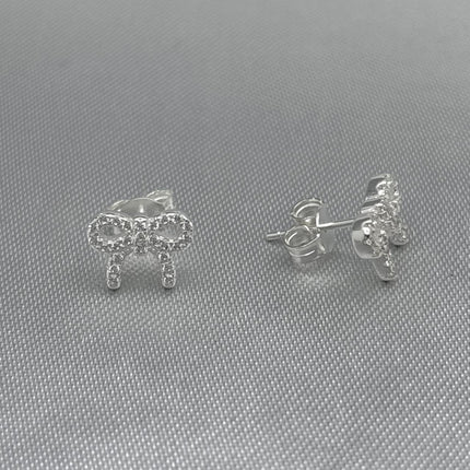 #BR237 - Broquel Moño/Moñito Piedra Zirconia Plata - A18/1.7