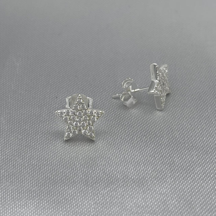 #BR258 - Broquel Estrella Piedra Zirconia Plata - LL1.8