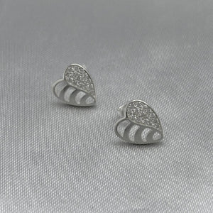 #BR260 - Broquel Corazón Hoja Con Zirconia Plata - LL1.8