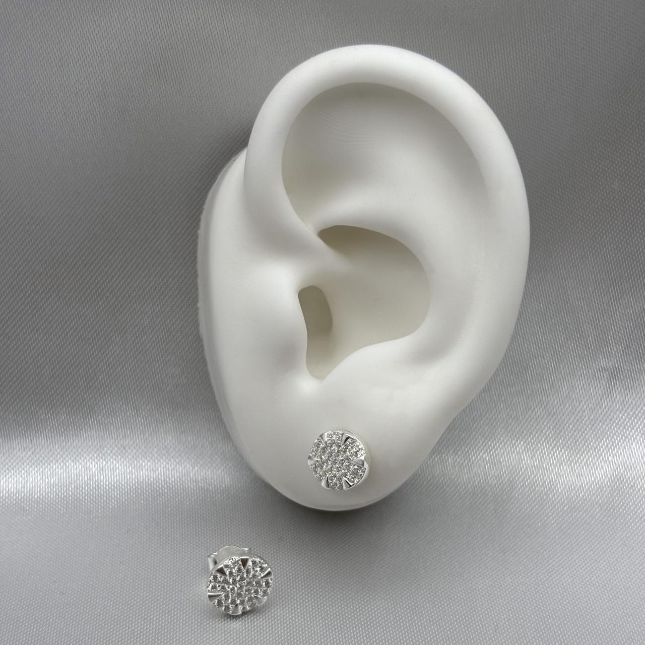 #BR263 - Broquel Circular Con Zirconia Plata - A18/1.6