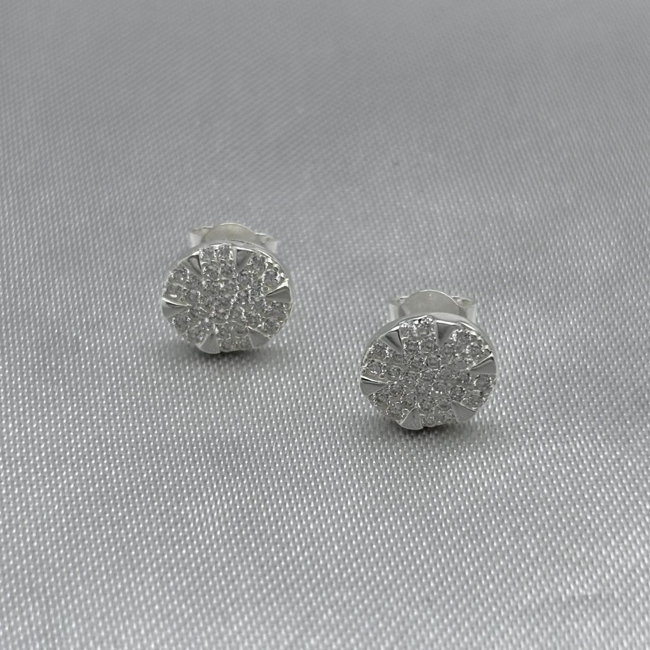 #BR263 - Broquel Circular Con Zirconia Plata - A18/1.6