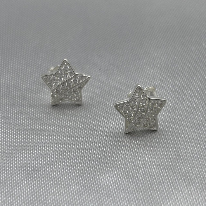 #BR271 - Broquel Estrella Con Zirconia Plata - LL1.9