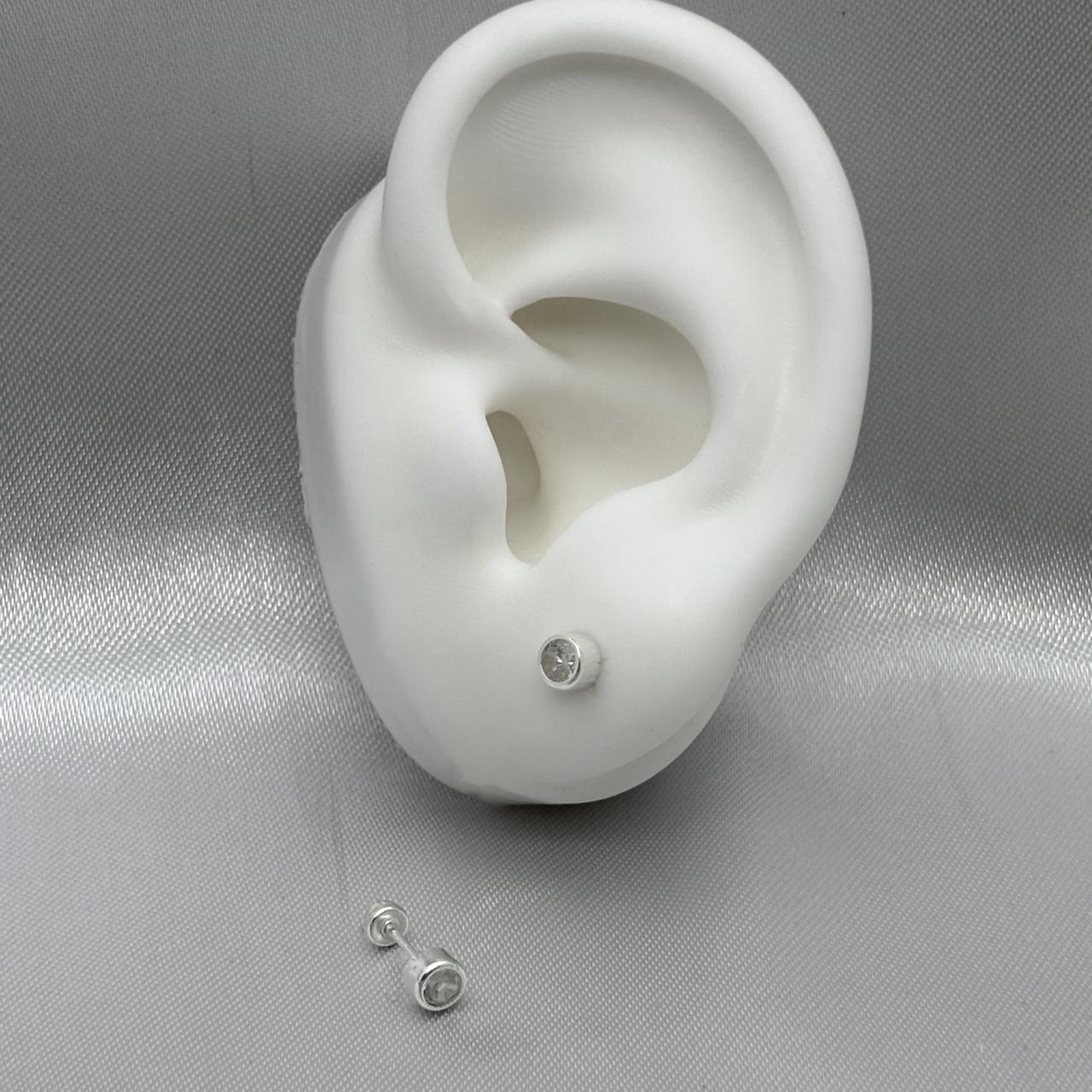 #BR287 - Broquel Tambor Con Piedra Zirconia Plata - E27/ - E41/