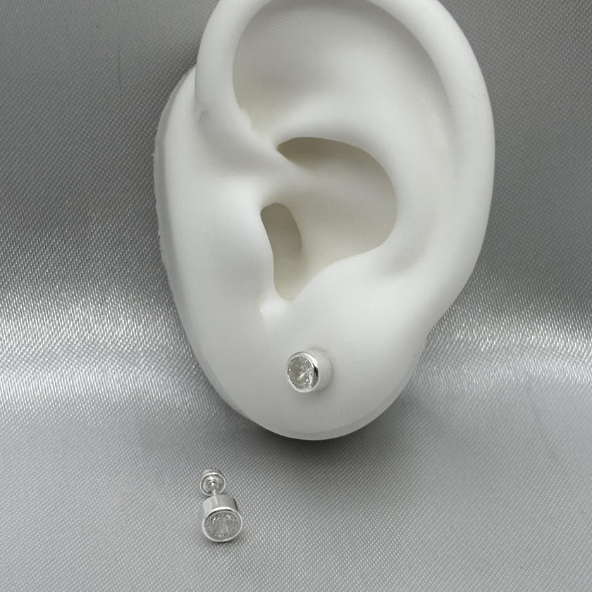 #BR287 - Broquel Tambor Con Piedra Zirconia Plata - E27/ - E41/