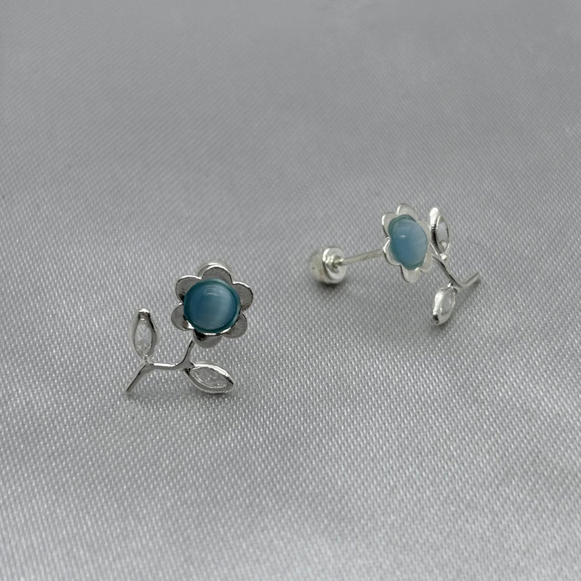 #BR288 - Broquel Flor Con Zirconia Plata - F46/