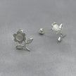 #BR288 - Broquel Flor Con Zirconia Plata - F46/