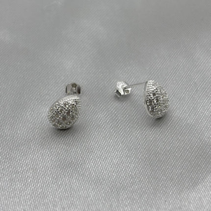 #BR301 - Broquel Gota Con Piedra Zirconia Plata - B12/1.6