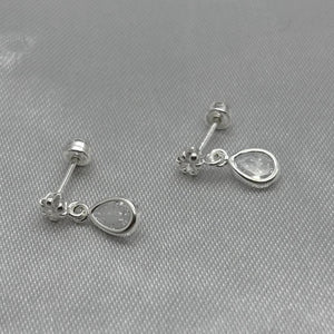 #BR325 - Broquel Colgante Gota/Pera Piedra Zirconia Plata - F48/