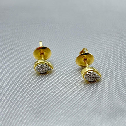 #BX10101 - Broquel Gota/Pera Con Diamante Natural Oro 10K - LX110/