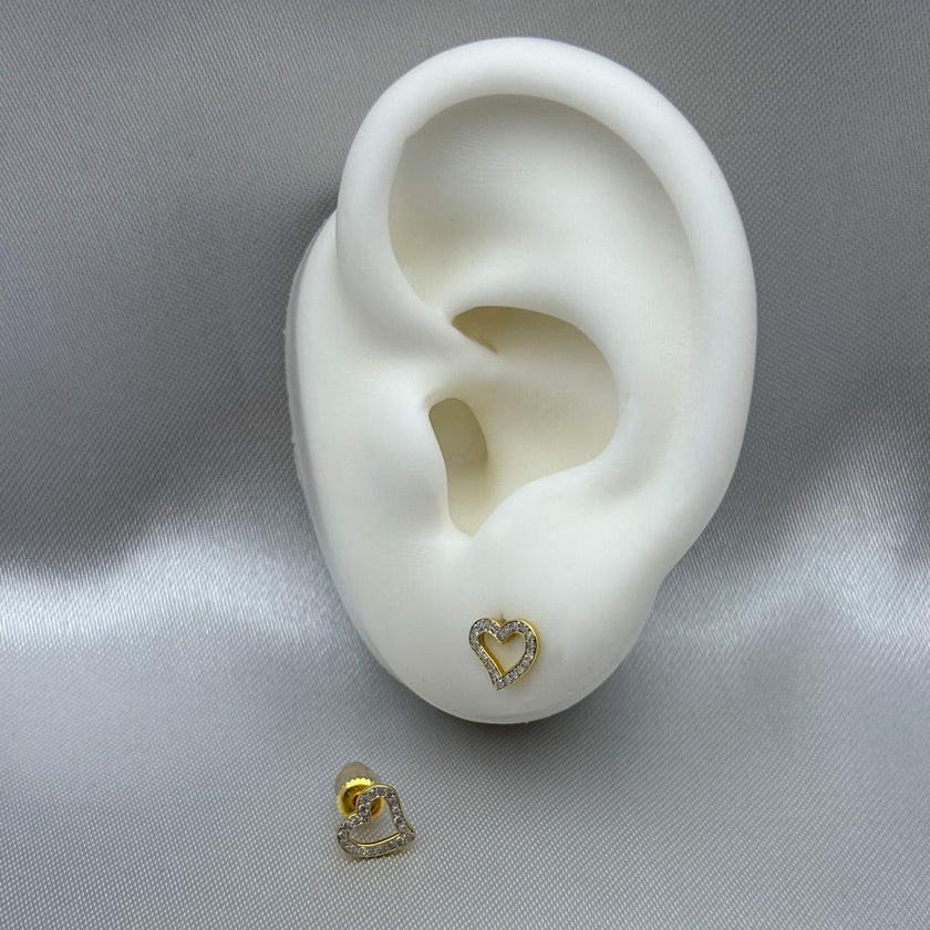 #BX10102 - Broquel Corazón Con Diamante Natural Oro 10K - LX210/