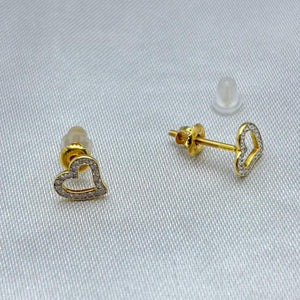 #BX10102 - Broquel Corazón Con Diamante Natural Oro 10K - LX210/