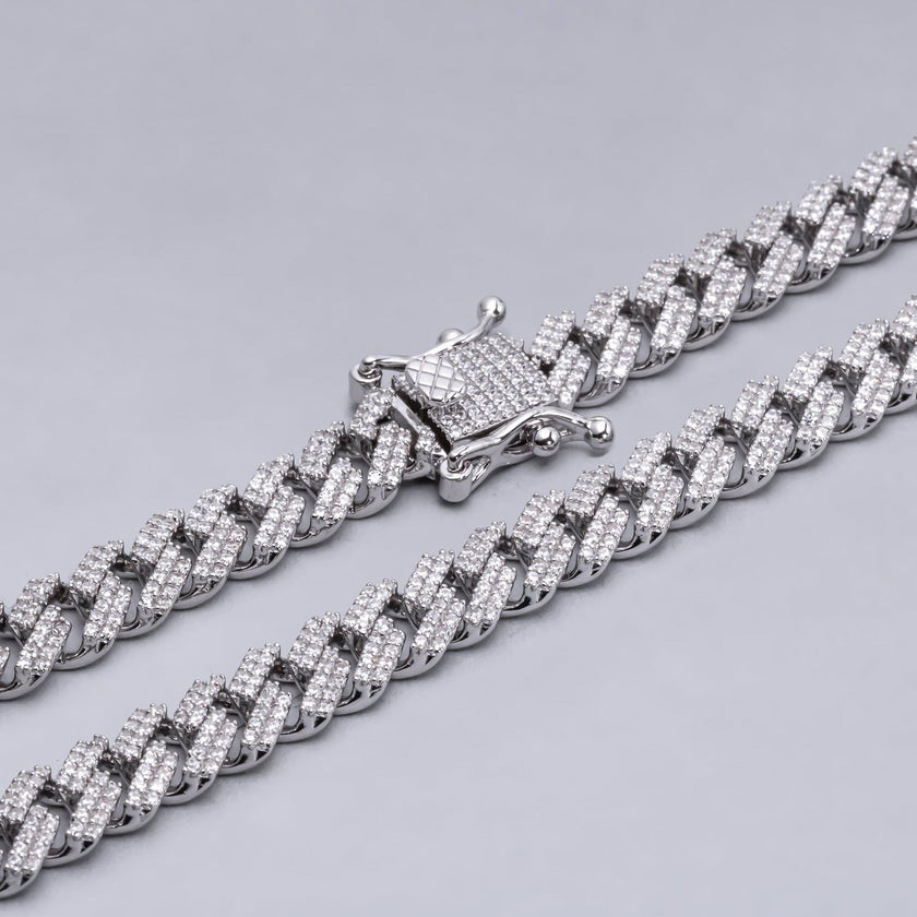 #CAD259 - Cadena Cubana/Barbada De Plata Con Piedra 150 - 7 mm - B11/65.7