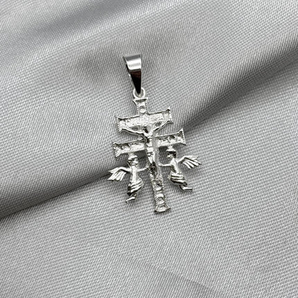 #D582- Dije Cruz De Caravaca Con Cristo De Plata - A09/2.8