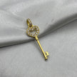 #D10220 - Dije Llave Corazón Piedra Zirconia Oro 10K - H01/1.4