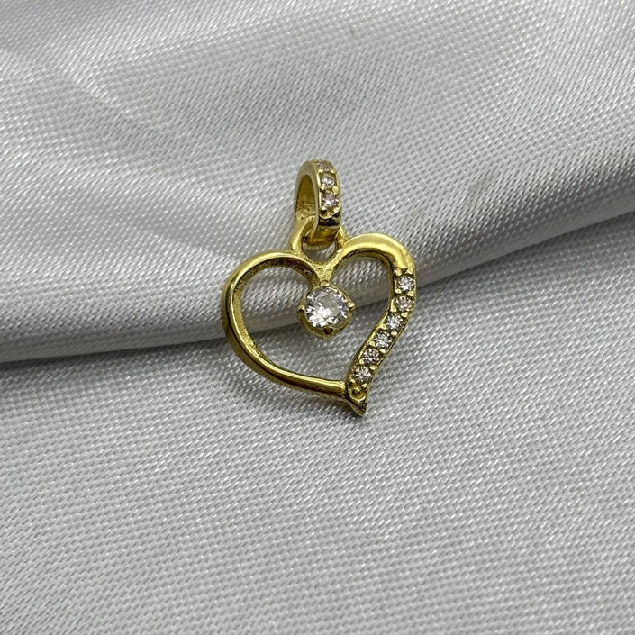 #D10224 - Dije Corazón Con Piedra Zirconia Oro 10K - H01/1.1