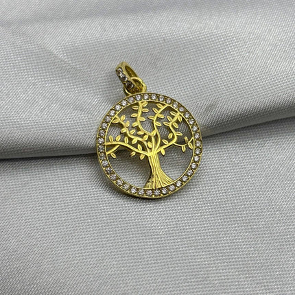 #D10225 - Dije Circular Árbol De La Vida Piedra Zirconia Oro 10K - H01/1.9