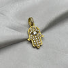 #D10227 - Dije Mano Fátima/Hamsa Piedra Zirconia Oro 10K - H01/2.0