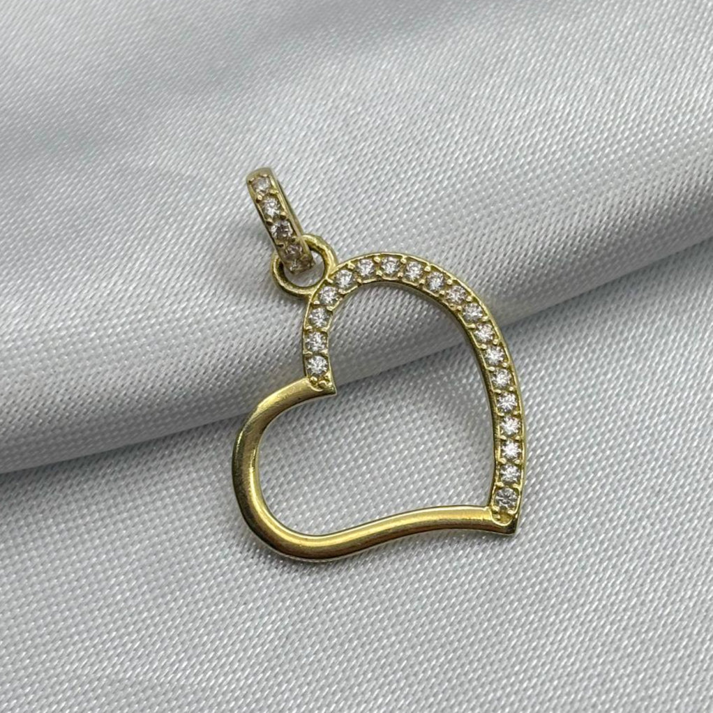 #D10232 - Dije Corazón Con Piedra De Zirconia Oro 10K - H01/1.3