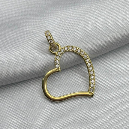 #D10232 - Dije Corazón Con Piedra De Zirconia Oro 10K - H01/1.3