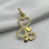 #D10233 - Dije Corazones Con Piedras De Zirconia Oro 10K - H01/1.4