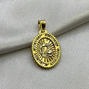 #D10238 - Dije/Medalla Oval De Bautizo Con Piedra Zirconia Oro 10K - I02/0.9