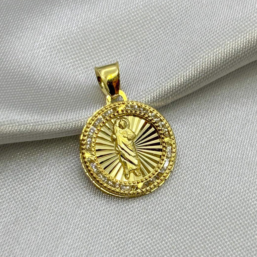 #D10241 - Dije/Medalla San Judas Tadeo Con Piedra Zirconia Oro 10K - I02/1.0