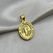 #D10243 - Dije/Medalla San Judas Tadeo Oval Con Piedra Zirconia Oro 10K - I02/1.2