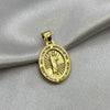 #D10243 - Dije/Medalla San Judas Tadeo Oval Con Piedra Zirconia Oro 10K - I02/1.2