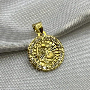 #D10246 - Dije/Medalla De Bautizo Con Piedra Zirconia Oro 10K - I02/1.1
