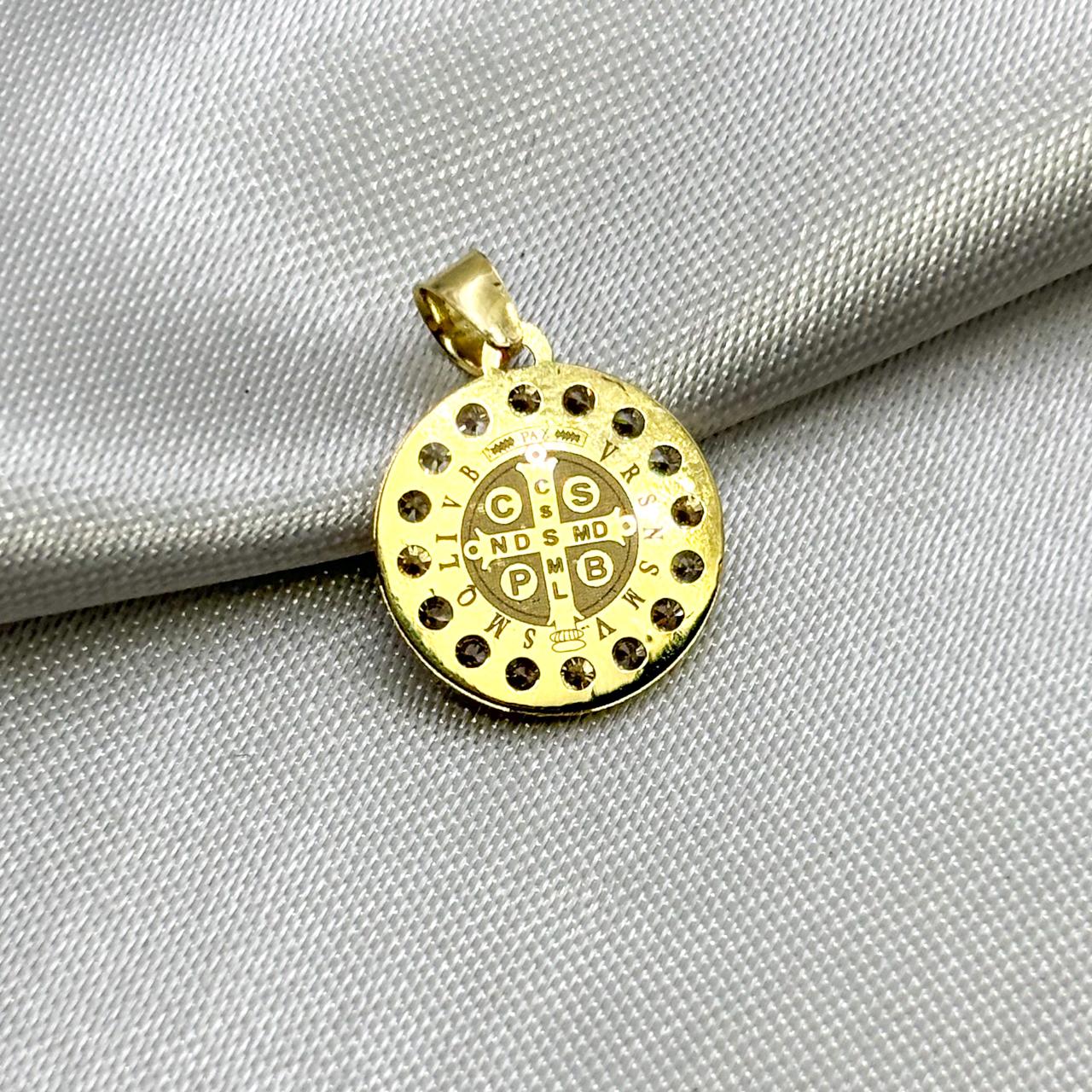 #D10252 - Dije/Medalla San Benito Con Piedra De Zirconia Oro 10K - I02/0.8