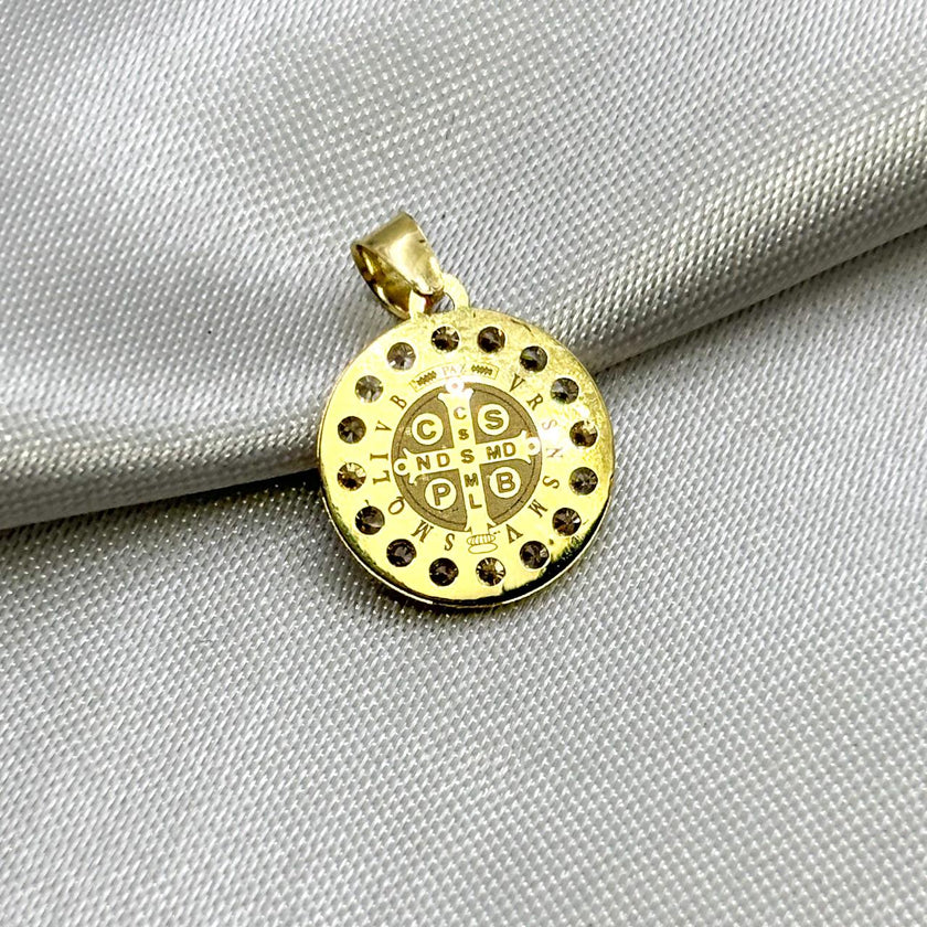 #D10252 - Dije/Medalla San Benito Con Piedra De Zirconia Oro 10K - I02/0.8