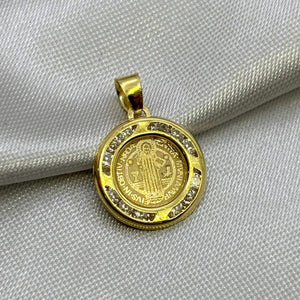 #D10252 - Dije/Medalla San Benito Con Piedra De Zirconia Oro 10K - I02/0.8
