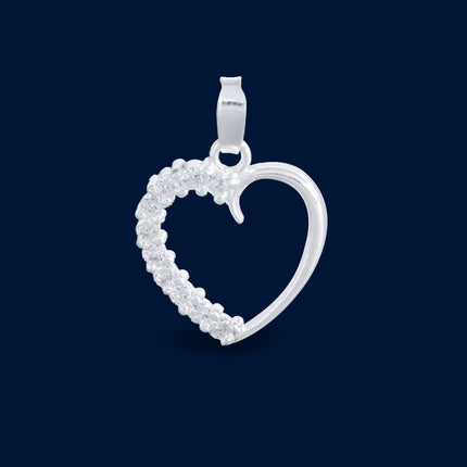 #D134 - Dije Silueta De Corazón De Plata Con Zirconias - A13/1.7