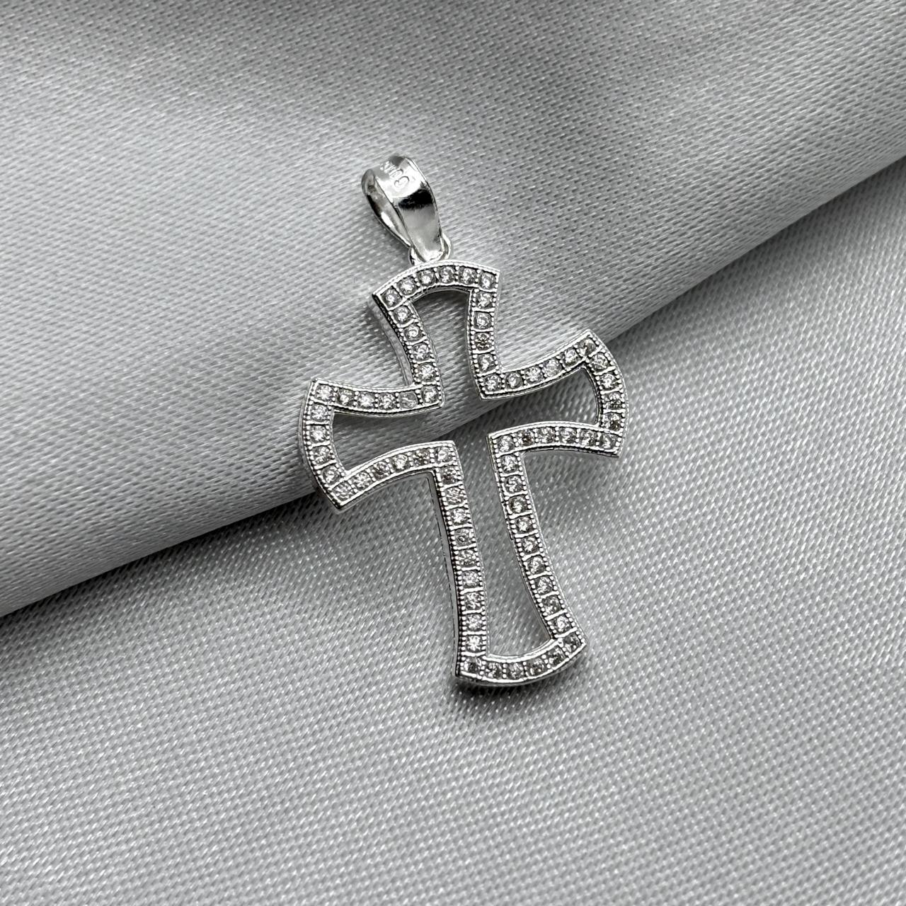 #D140 - Dije Cruz Con Piedra Zirconia Plata - B12/2.0